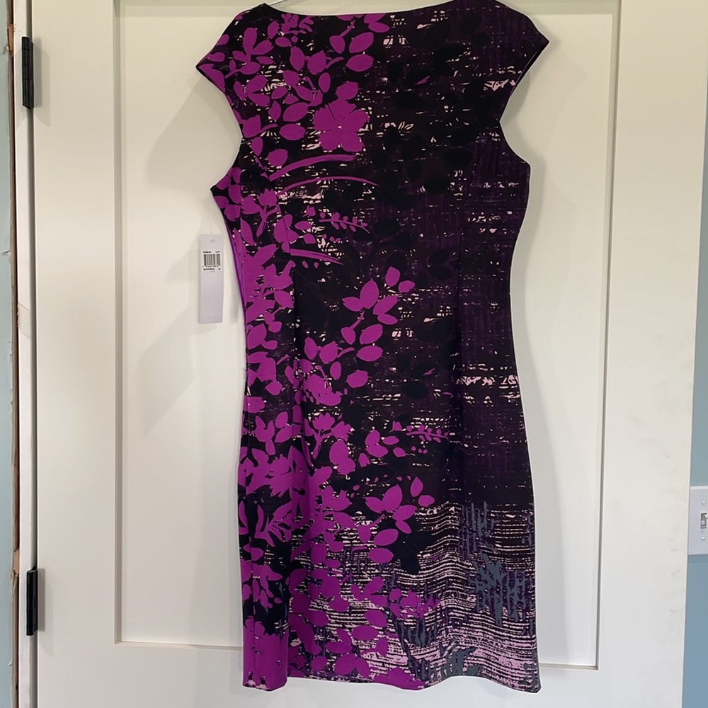 Black and purple cap sleeve dress size 10 - Picture 4 of 5